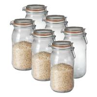 Voorraad/weckpot - 6x - transparant - glas - 25,2 x 8,5 cm - 2 L - Le Parfait