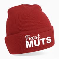 Apres ski muts voor volwassene - feest muts - rood - foute wintersport beanie