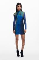 Gedrapeerde tule jurk - BLUE - S