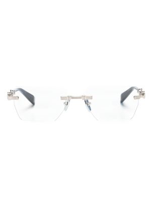 Balmain Eyewear lunettes de vue rectangulaires à logo gravé - Bleu