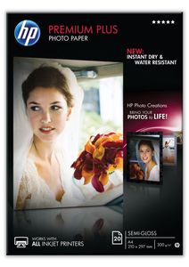 HP Premium Plus fotopapier ft A4, 300 g, pak van 20 vel, semi-glanzend