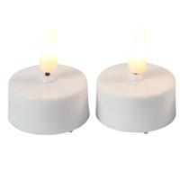 Countryfield LED theelichtjes/waxinelichtjes - 2x st - wit - met timer - warm wit