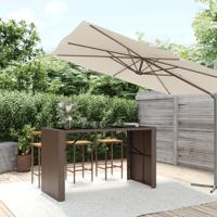 Bartafel met glazen blad 185x80x110 cm poly rattan bruin