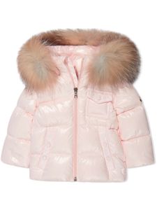 Moncler Enfant doudoune à capuche bordée de fourrure - Rose