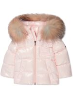Moncler Enfant doudoune à capuche bordée de fourrure - Rose