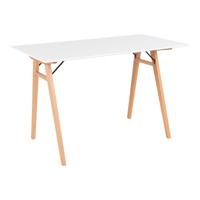 Moore - bureau - wit en natuurlijk hout - MDF en rubberhout - 120x60x75 cm