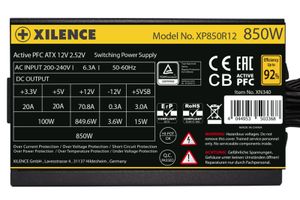 Xilence Performance A+ XN340 | XP850R12 power supply unit 850 W 20+4 pin ATX ATX Zwart