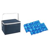 Kleine koeltas voor lunch blauw met 2 stuks flexibele koelelementen 3.5 liter