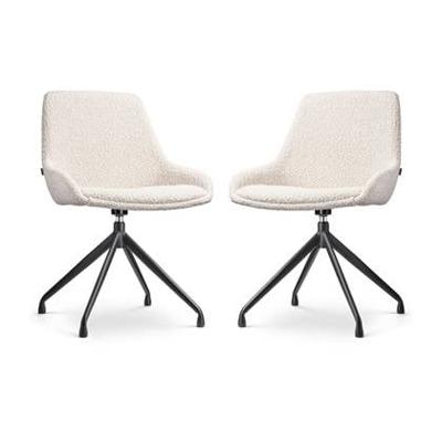 Nolon Nola-Isa Draaiabre Eetkamerstoelen Bouclé Beige - Zwart - 2x