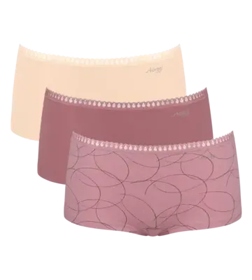 Sloggi 3-pack Crush Go dames boxershorts - Biologisch Katoenen dames onderbroeken - Multipack vrouwen ondergoed