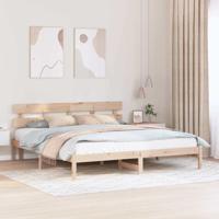 Bedframe met hoofdeinde Bruin 200 x 200 cm Massief grenenhout