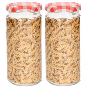 Weckpot/inmaakpot Classic - 2x - 550 ml - kunststof - draaideksel - rood - D7 x H16 cm