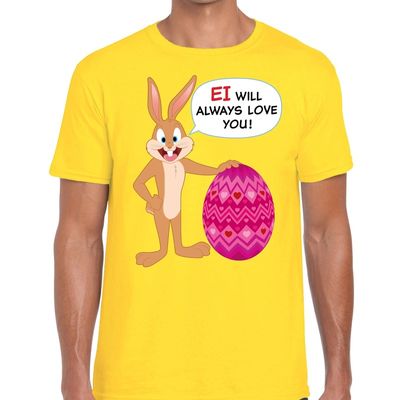 Paas t-shirt Ei will always love you geel voor heren Paas t-shirt Ei will always love you geel voor heren