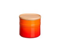 LE CREUSET - Aardewerk - Voorraadpot met houten deksel Oranjerood