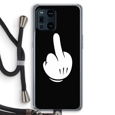 Middle finger black: Oppo Find X3 Pro Transparant Hoesje met koord