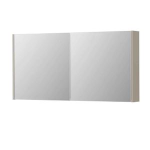 INK SPK1 Spiegelkast - 120x14x60cm - 2 deuren - dubbelzijdige Spiegel - schakelaar en stopcontact - MDF lak Mat kasjmier grijs 1110729