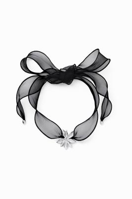 Verzilverde hanger bloem tule Zalio - BLACK - U