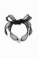 Verzilverde hanger bloem tule Zalio - BLACK - U