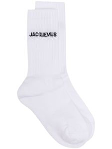 Jacquemus chaussettes nervurées à logo en jacquard - Blanc