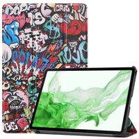 Basey Samsung Galaxy Tab S8 Hoesje Kunstleer Hoes Case Cover -Graffity - thumbnail