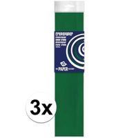 3x Crepe papier plat groen 250 x 50 cm knutsel materiaal   -