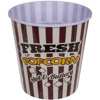 Popcorn bak - rood/wit - kunststof - D17,5 cm - 5 liter - herbruikbaar