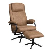 Leen Bakker - Relaxfauteuil Vincent Incl. Hocker - Stof - Taupe - 85x79x110 Cm