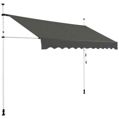 Telescopische Luifel Zonwering in Hoogte Verstelbare Waterdichte Luifel 300 x 120 cm Grijs