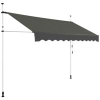 Telescopische Luifel Zonwering in Hoogte Verstelbare Waterdichte Luifel 300 x 120 cm Grijs