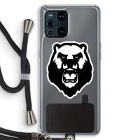 Angry Bear (white): Oppo Find X3 Transparant Hoesje met koord