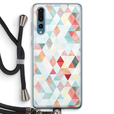 Gekleurde driehoekjes pastel: Huawei P20 Pro Transparant Hoesje met koord