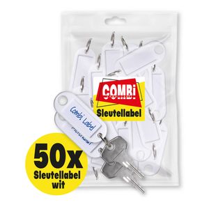 Sleutellabel Combi-Label- Sleutelhanger - Naamlabel - 50x WIT