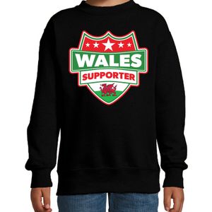 Welsh / Wales schild supporter sweater zwart voor kinderen