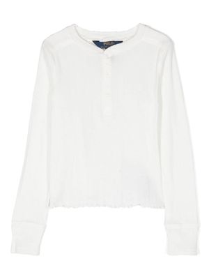 POLO RALPH LAUREN KIDS t-shirt en coton à manches longues - Blanc