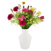 Bloemenvaas Splash - wit/goud - keramiek - D18 x H28 cm