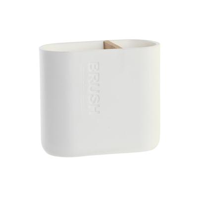 Tandenborstelhouder DKD Home Decor Wit Natuurlijk Bamboe Polypropyleen 11,5 x 5,5 x 10,5 cm (12 Stuks)