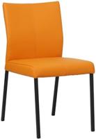 Oranje leren moderne eetkamerstoel Basic - poot vierkant zwart - Toledo Leer Mandarin (oranje leer)