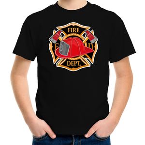 Brandweerman / brandweer shirt zwart voor kinderen - verkleed outfit