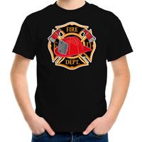 Brandweerman / brandweer shirt zwart voor kinderen - verkleed outfit XL (158-164)  -
