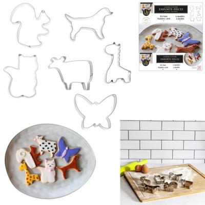 Dieren Koekjesvormen set dieren - 6 stuks - RVS uitsteekvormen - koekjes en marsepein