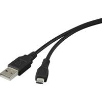 Renkforce USB-kabel USB 2.0 USB-A stekker, USB-micro-B stekker 1.00 m Zwart Vergulde steekcontacten RF-4316220