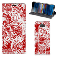 Mobiel BookCase Sony Xperia 10 Plus Angel Skull Rood - thumbnail