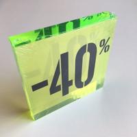 Acryl kortingsblok -40% fluor groen