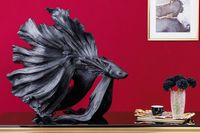 Design decoratief figuur vechtende vis CROWNTAIL 65cm zwart Betta vissculptuur - 43178