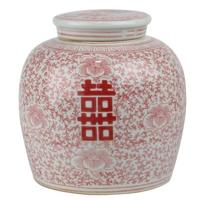 Fine Asianliving Chinese Gemberpot Rood Wit Dubbele