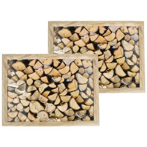 Set van 2 schootkussens/laptrays openhaard hout print 43 x 33 cm