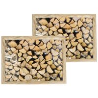 Set van 2 schootkussens/laptrays openhaard hout print 43 x 33 cm - thumbnail