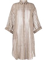 Brunello Cucinelli robe-chemise en coton à rayures - Tons neutres