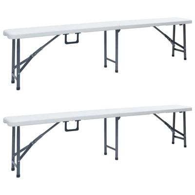 Tuinbanken inklapbaar 2 st 180 cm HDPE wit