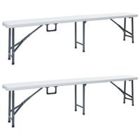Tuinbanken inklapbaar 2 st 180 cm HDPE wit